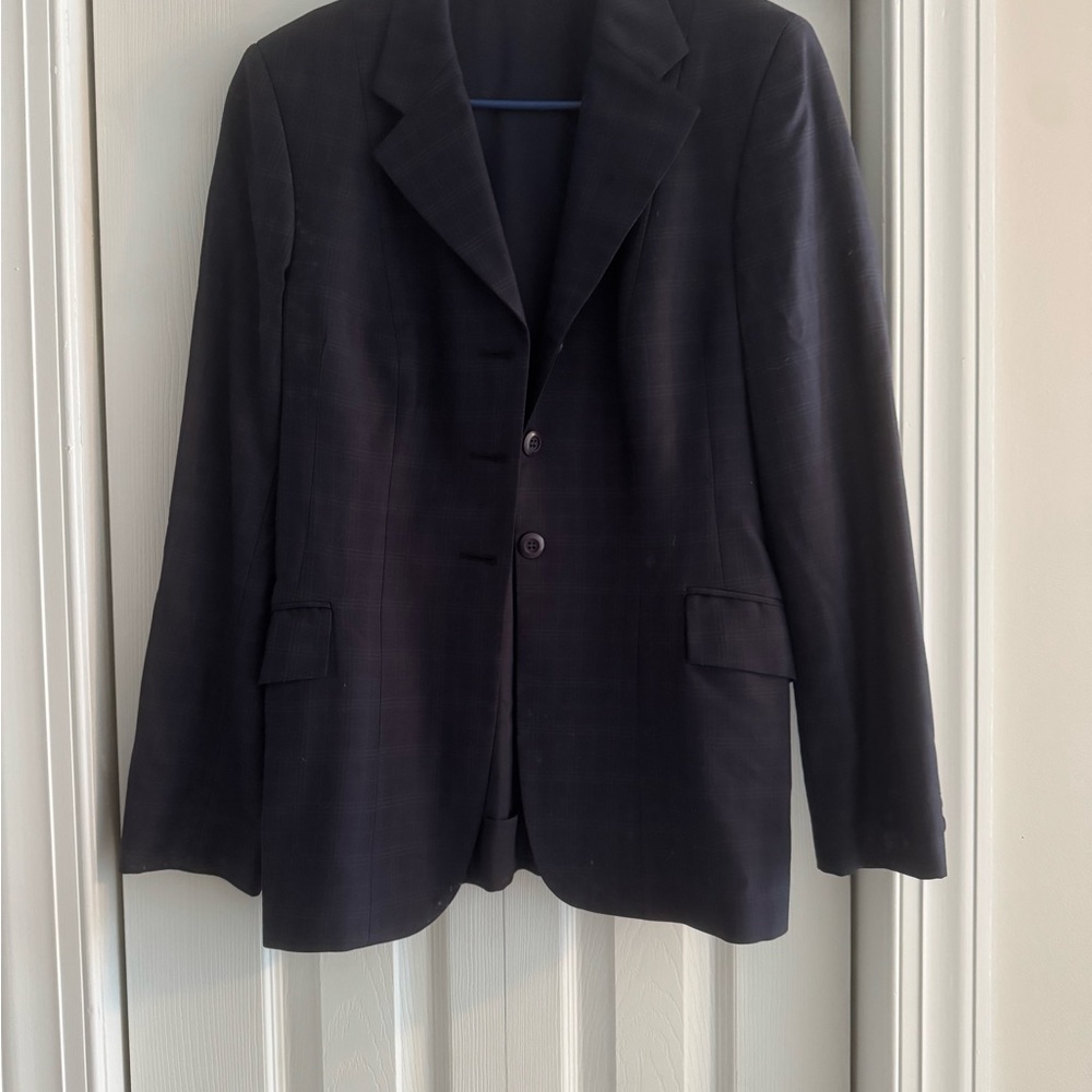 Plaid Navy Blue Grand Prix Show Coat